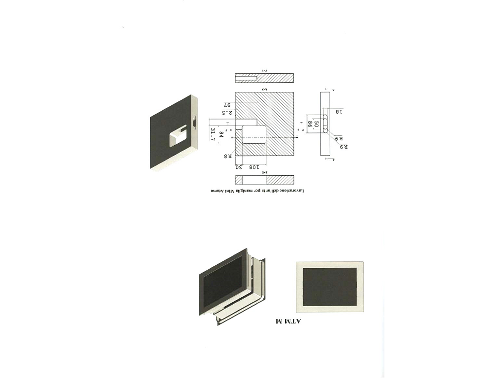 Maniglia Incasso Rettangolare Porta Scorrevole/Battente Atomo Mini nottolino chiusura a Toppa mm.113x84 Varie Finiture| Saletta - immagine 10